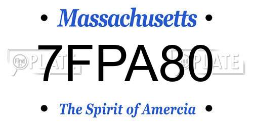 7FPA80 Massachusetts License Plate