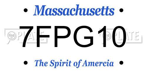7FPG10 Massachusetts License Plate