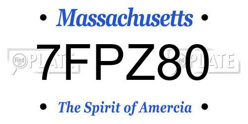 7FPZ80 Massachusetts License Plate