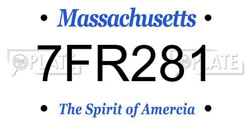 7FR281 Massachusetts License Plate
