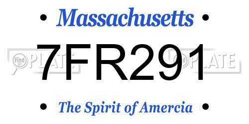7FR291 Massachusetts License Plate