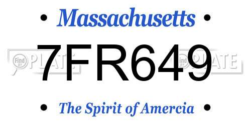 7FR649 Massachusetts License Plate