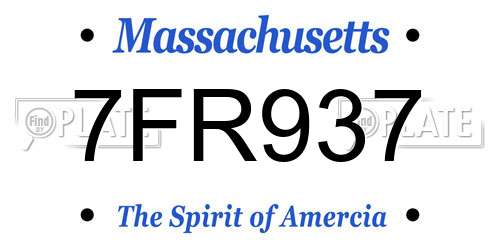 7FR937 Massachusetts License Plate