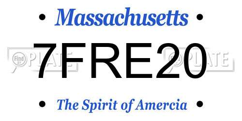 7FRE20 Massachusetts License Plate