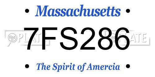7FS286 Massachusetts License Plate