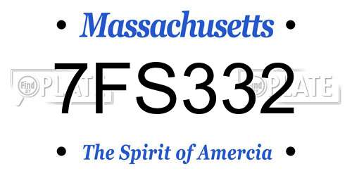 7FS332 Massachusetts License Plate