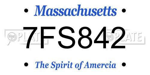 7FS842 Massachusetts License Plate