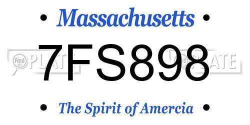7FS898 Massachusetts License Plate