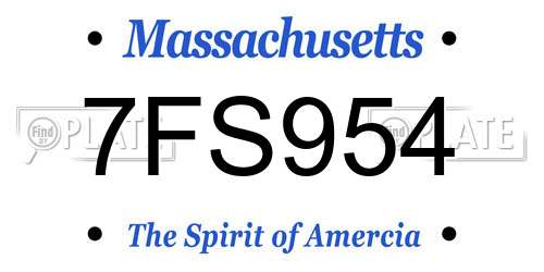 7FS954 Massachusetts License Plate
