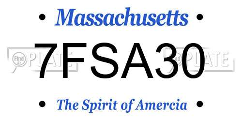 7FSA30 Massachusetts License Plate