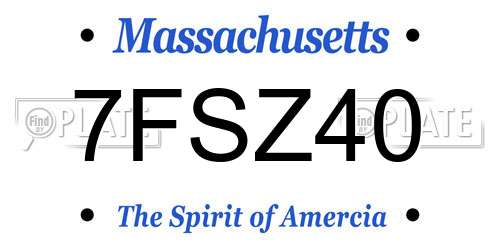 7FSZ40 Massachusetts License Plate