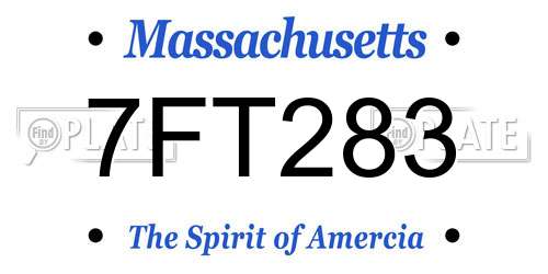 7FT283 Massachusetts License Plate