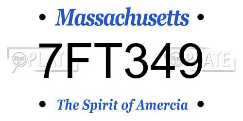 7FT349 Massachusetts License Plate