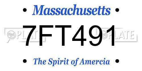 7FT491 Massachusetts License Plate