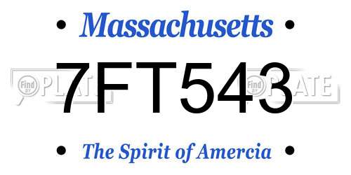 7FT543 Massachusetts License Plate