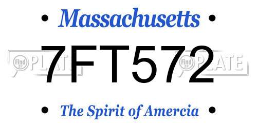 7FT572 Massachusetts License Plate