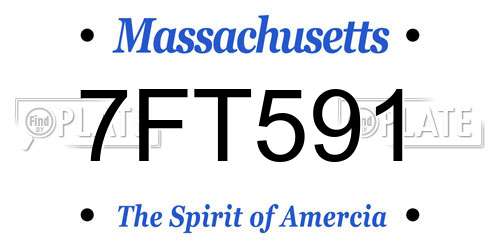 7FT591 Massachusetts License Plate