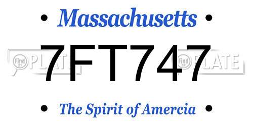 7FT747 Massachusetts License Plate
