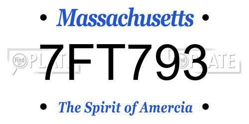 7FT793 Massachusetts License Plate