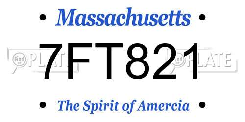 7FT821 Massachusetts License Plate