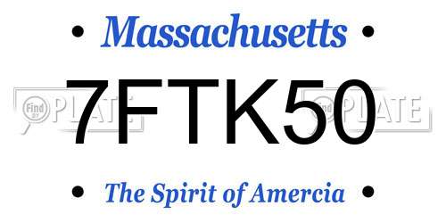 7FTK50 Massachusetts License Plate