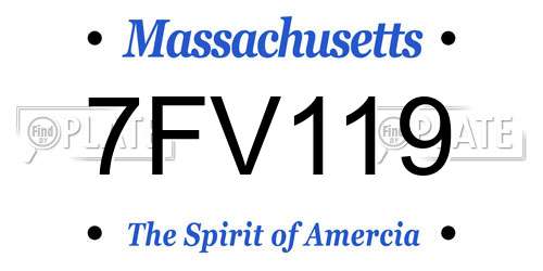 7FV119 Massachusetts License Plate