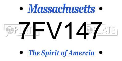 7FV147 Massachusetts License Plate