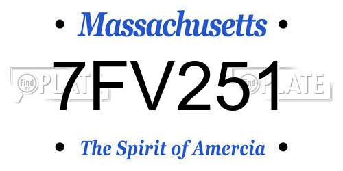 7FV251 Massachusetts License Plate