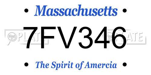 7FV346 Massachusetts License Plate