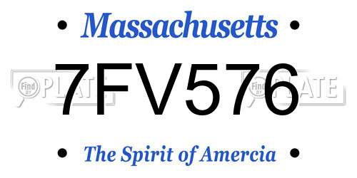 7FV576 Massachusetts License Plate