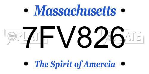 7FV826 Massachusetts License Plate