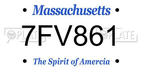 7FV861 Massachusetts License Plate