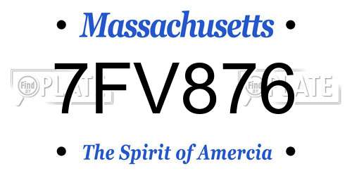 7FV876 Massachusetts License Plate