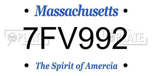 7FV992 Massachusetts License Plate