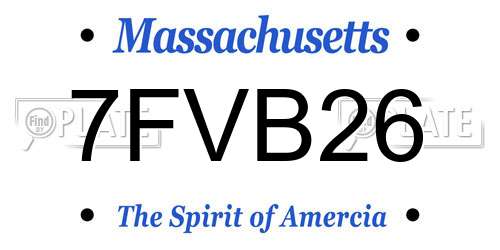 7FVB26 Massachusetts License Plate