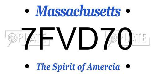 7FVD70 Massachusetts License Plate