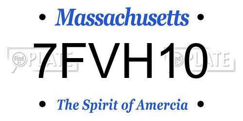 7FVH10 Massachusetts License Plate