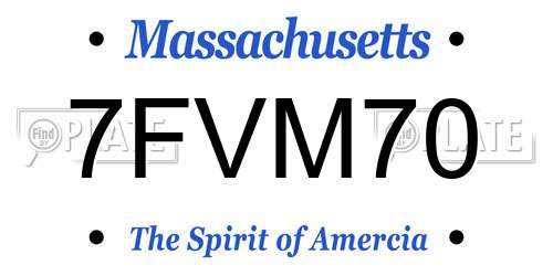 7FVM70 Massachusetts License Plate