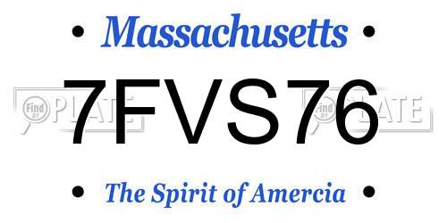 7FVS76 Massachusetts License Plate