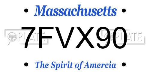 7FVX90 Massachusetts License Plate