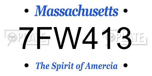 7FW413 Massachusetts License Plate