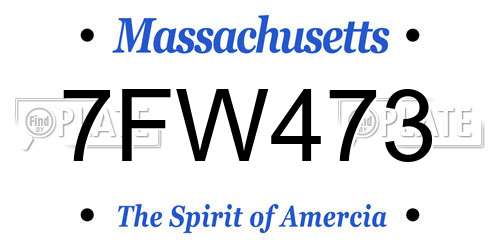 7FW473 Massachusetts License Plate