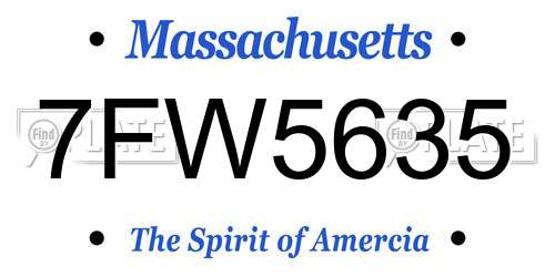 7FW5635 Massachusetts License Plate