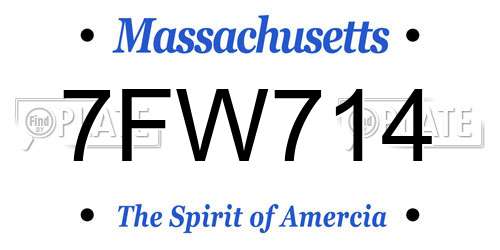 7FW714 Massachusetts License Plate