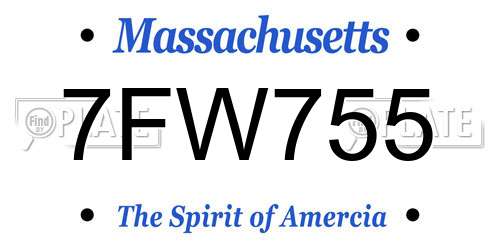 7FW755 Massachusetts License Plate