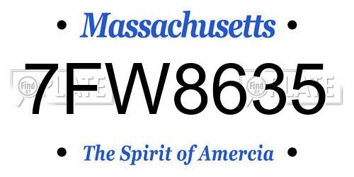 7FW8635 Massachusetts License Plate