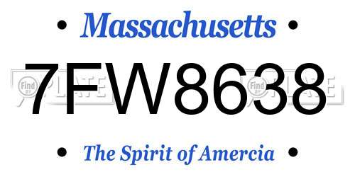 7FW8638 Massachusetts License Plate