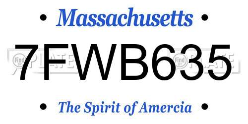 7FWB635 Massachusetts License Plate
