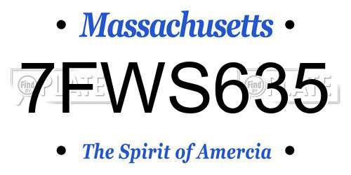 7FWS635 Massachusetts License Plate