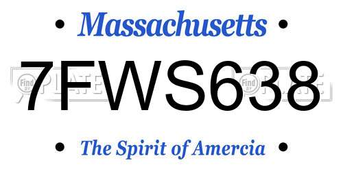7FWS638 Massachusetts License Plate